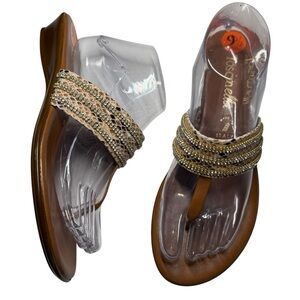 NEW Toscanella Leda Low wedge thong sandals women’s shoes size 9.5 bling snake